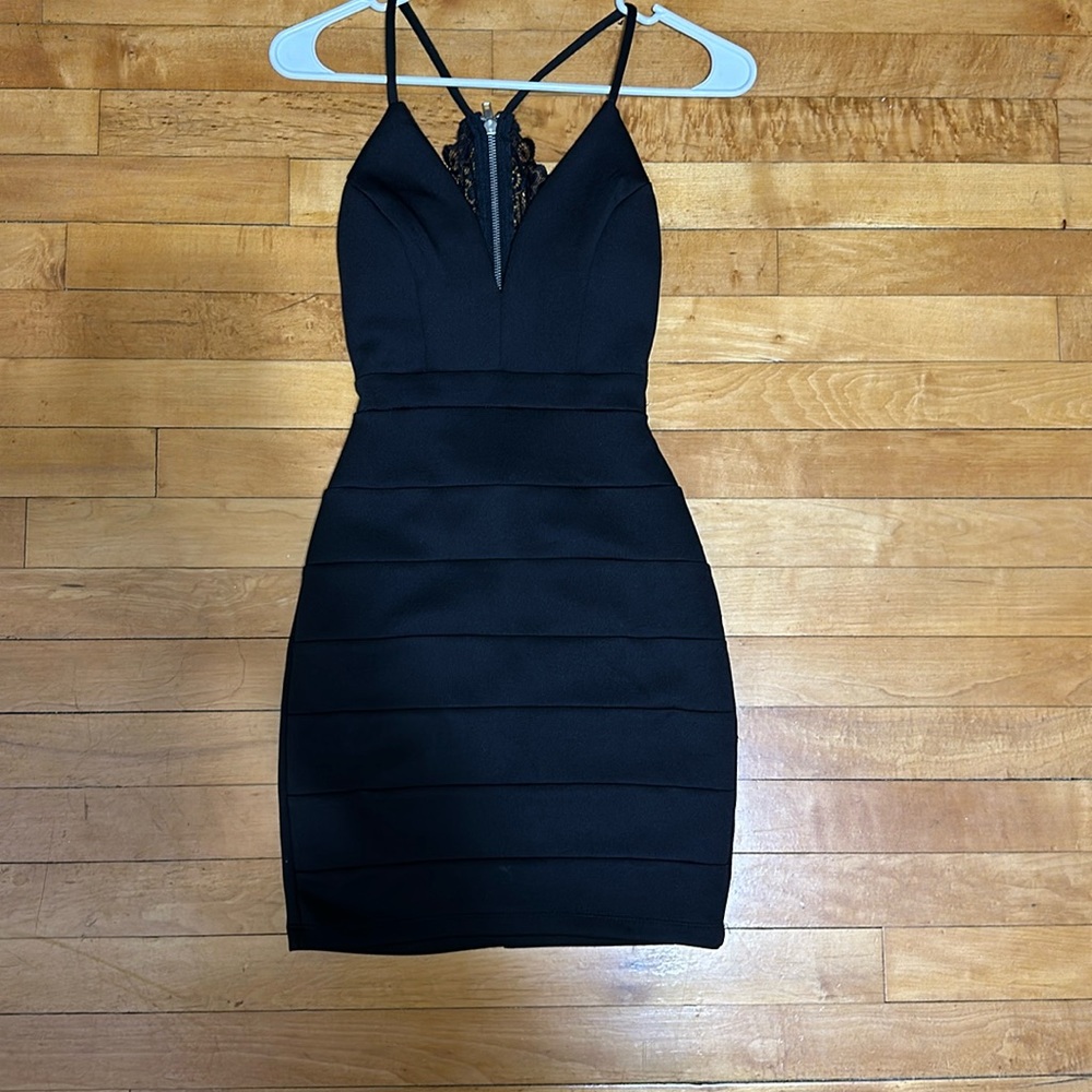 Black, Lacey, short, open back, dress